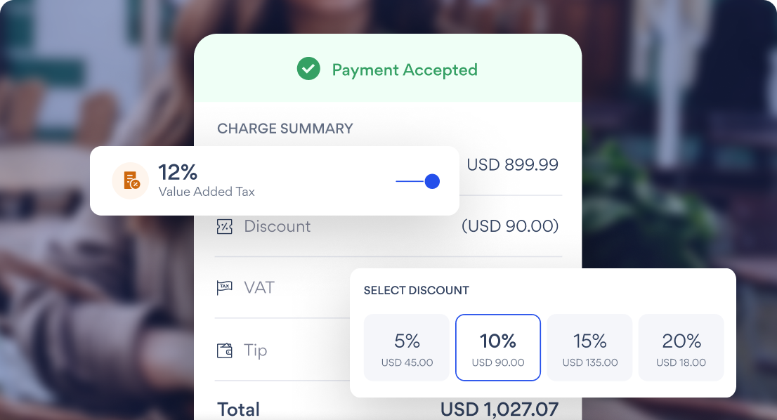 Grant discounts and tips, and manage taxes on your phone with Nomod